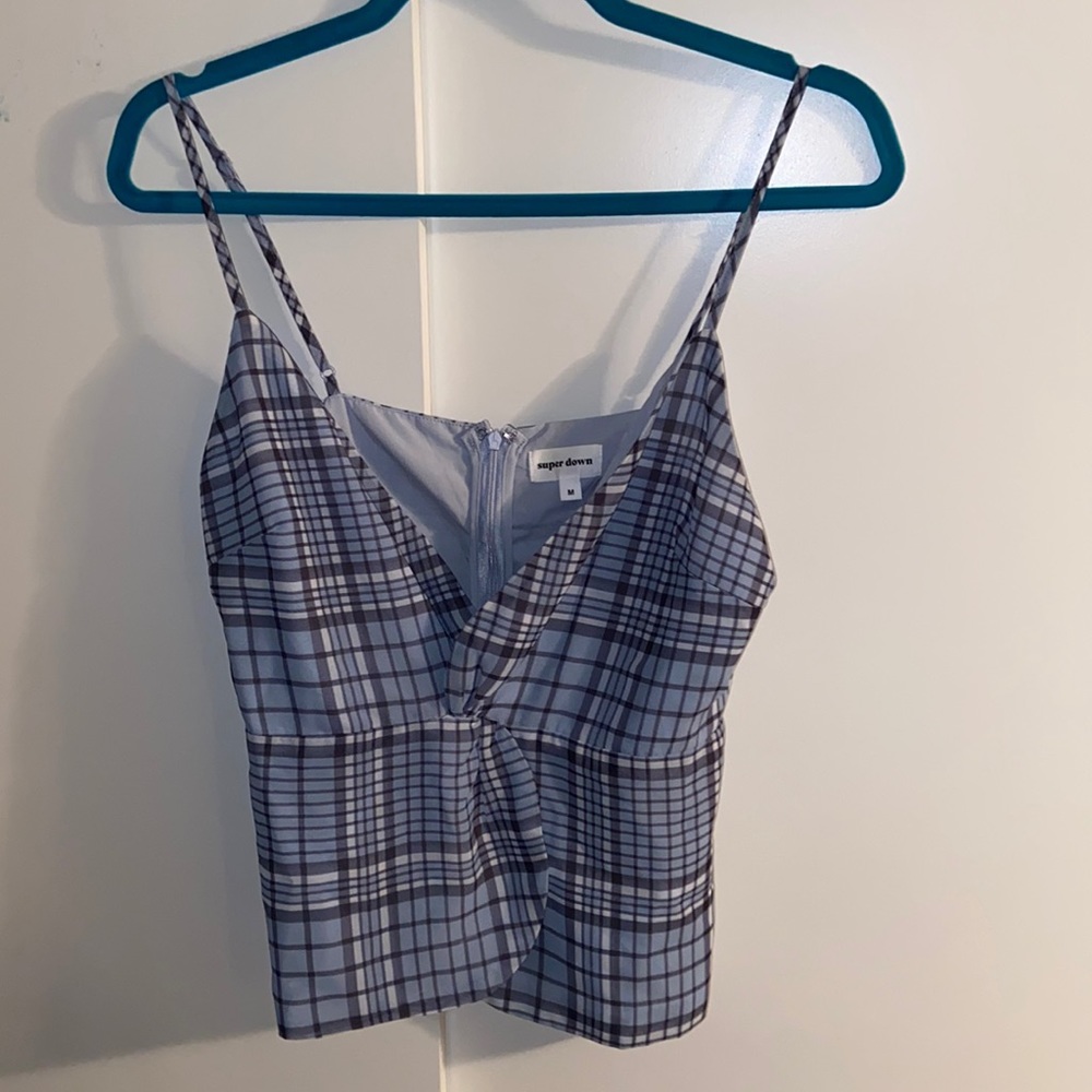 Blue Plaid Superdown Top